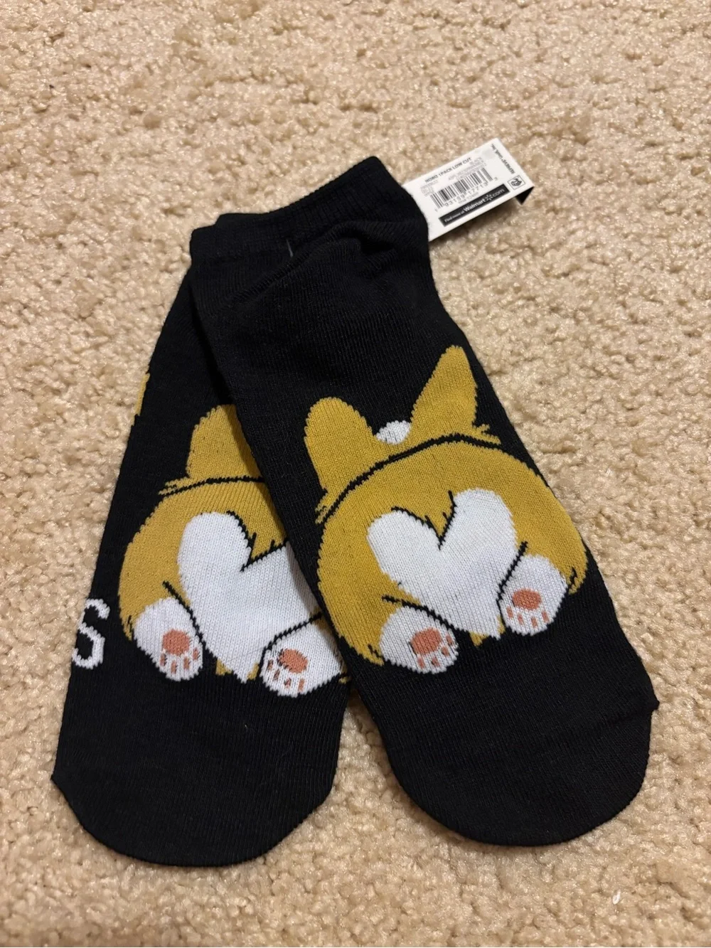 No Boundaries Black Corgi Graphic Socks